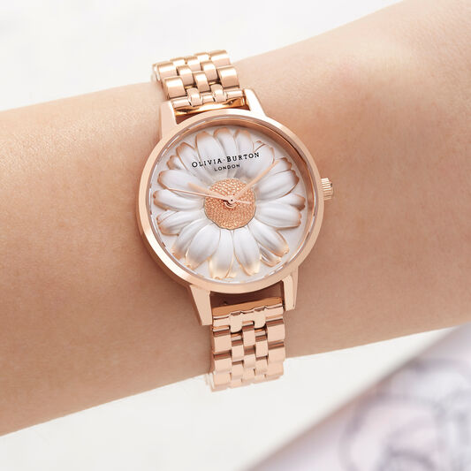 3D Daisy Rose Gold Bracelet