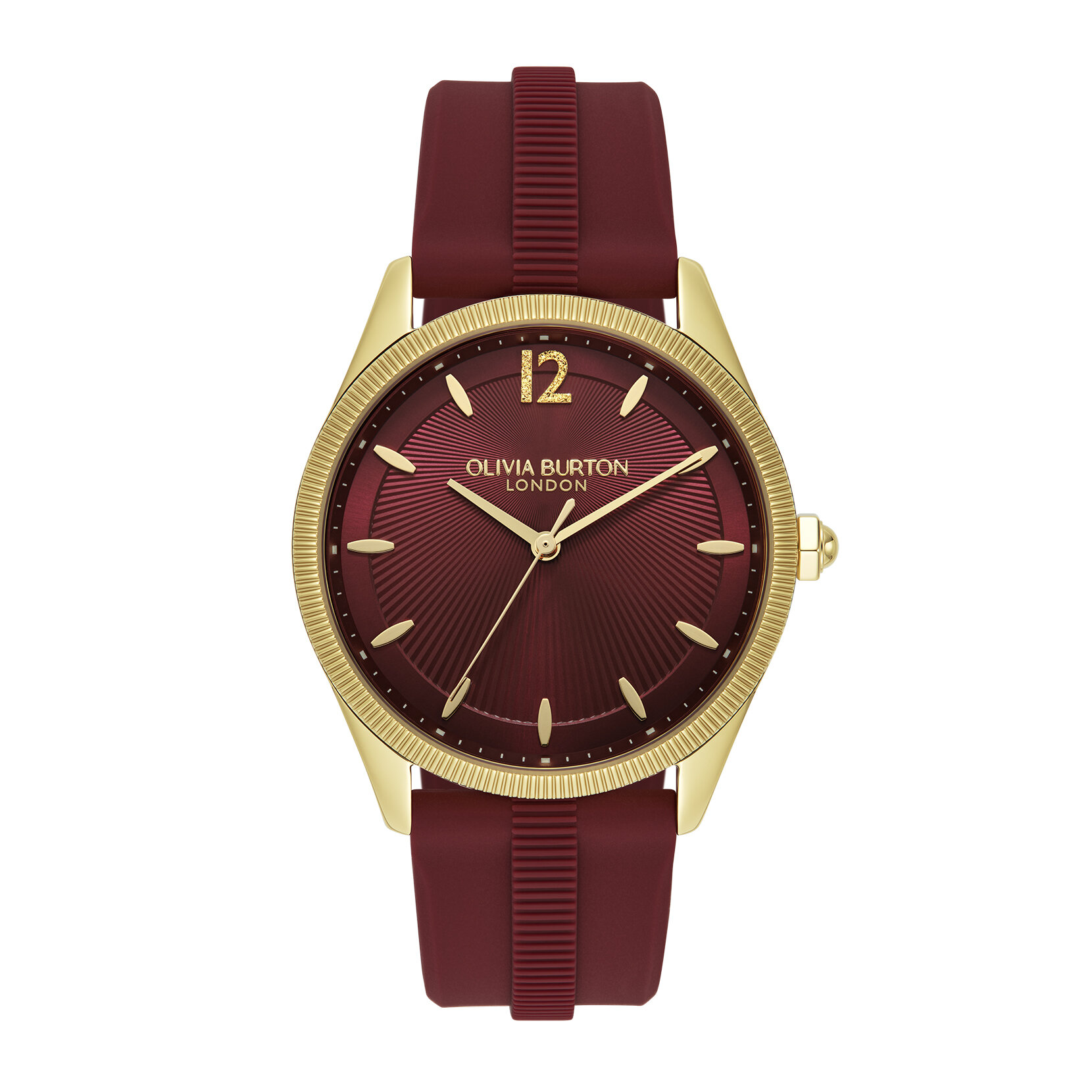 38mm Radiate Gold & Cranberry Silicone Strap Watch