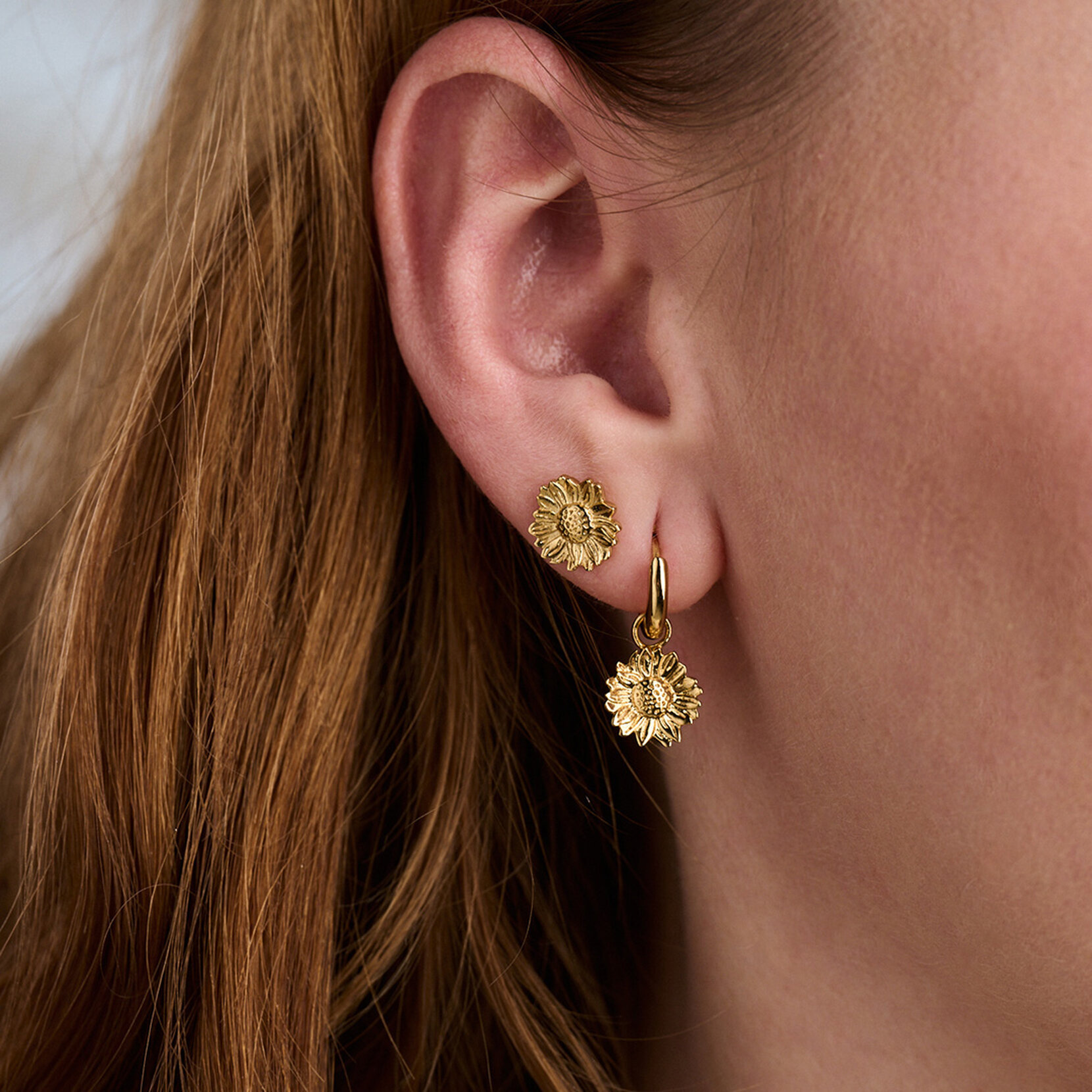 Gold Flower Earrings