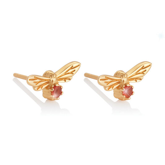 Celebration Stones Celebration Bee Studs Gold & Red Agate (July)