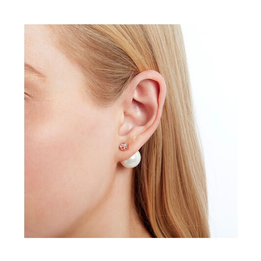 Under The Sea White Pearl Back Earrings Rose Gold