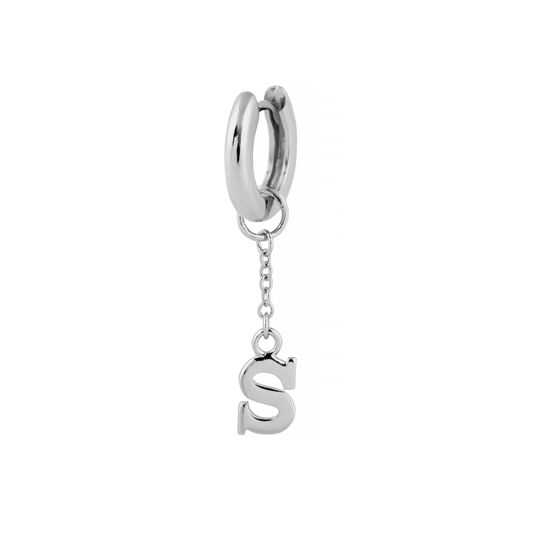 S Alphabet Huggie Charm Silver