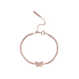 Bejewelled Butterfly Chain Bracelet Rose Gold & Rose Quartz