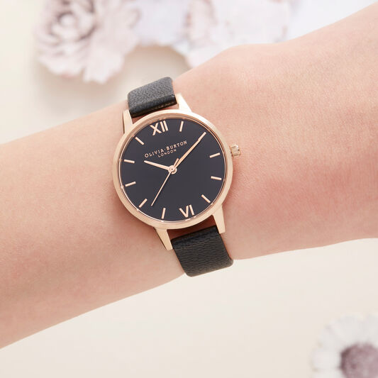Midi Dial Black And Rose Gold Watch