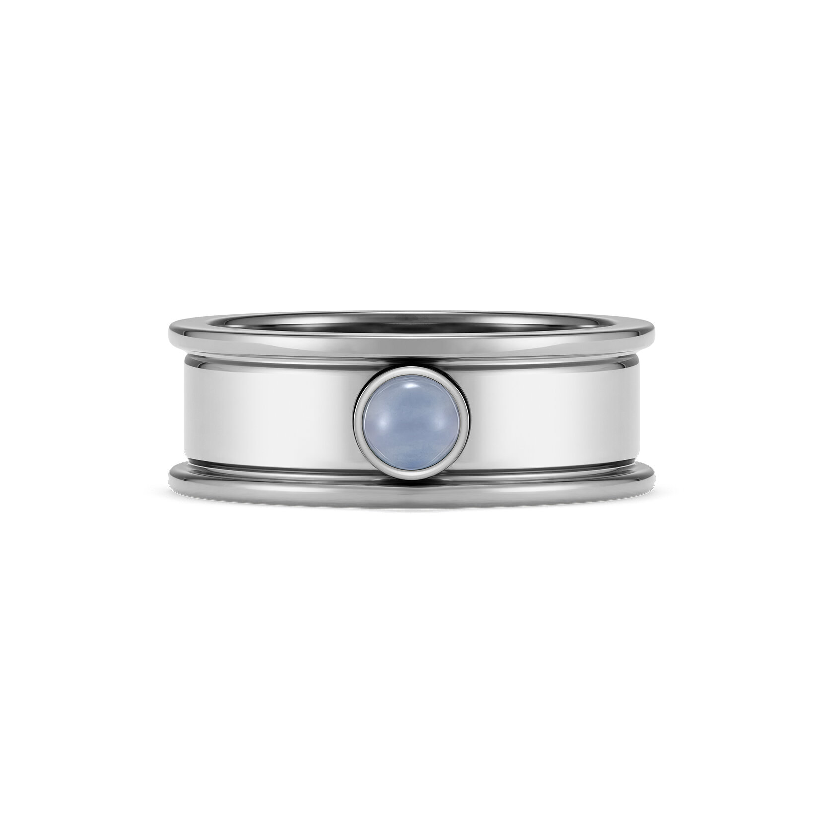Purple Agate Cabochon Silver Tone Gemstone Ring L