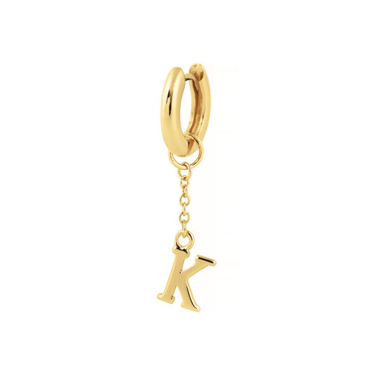 K Alphabet Huggie Charm Gold