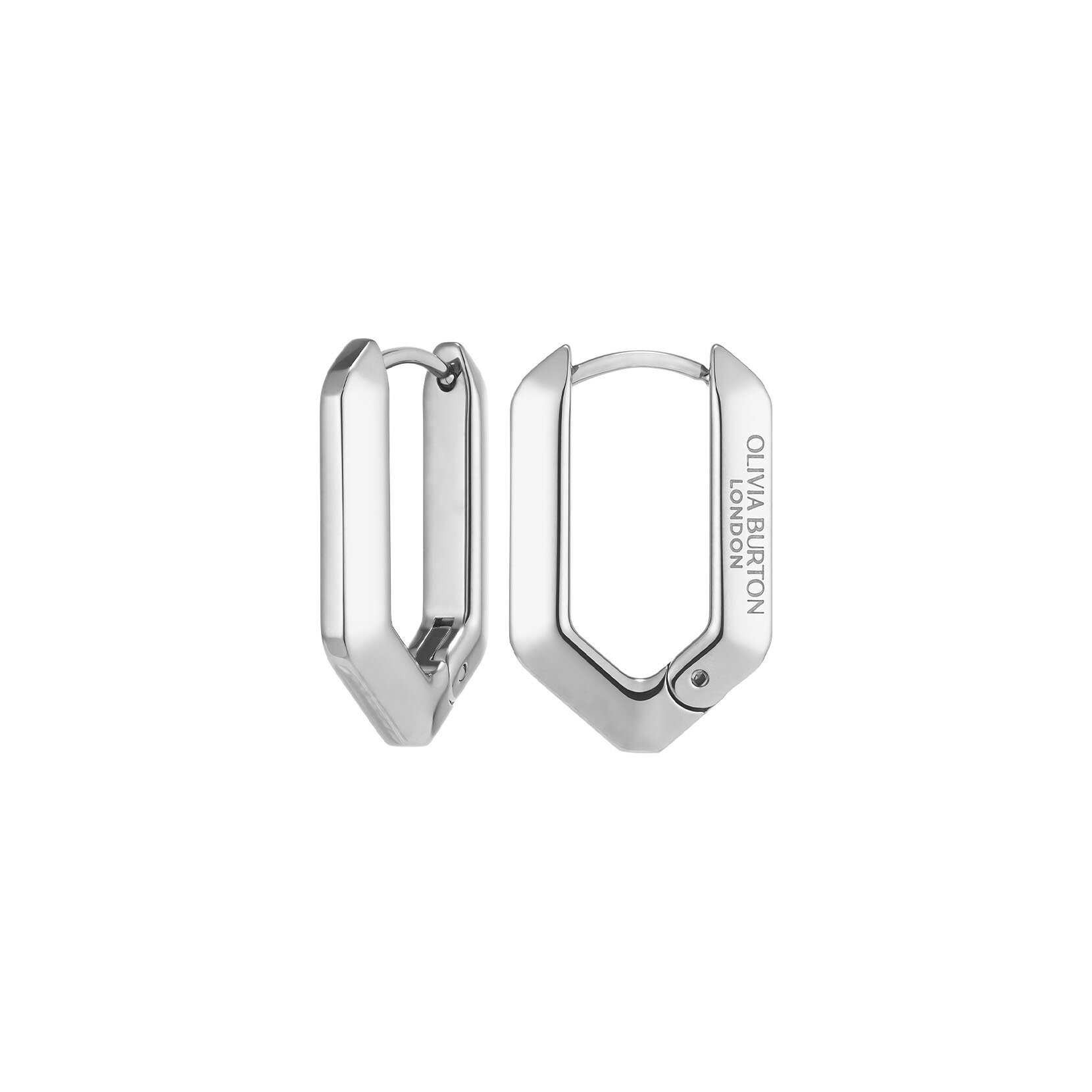 Honeycomb Geo Silver Tone Hoop Earrings