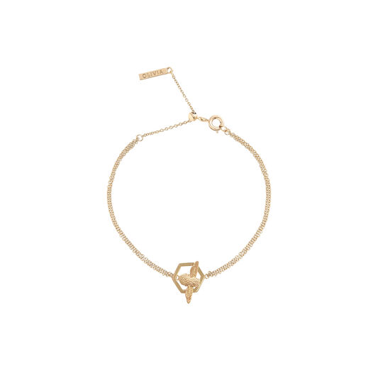 Honeycomb Bee Chain Bracelet Gold