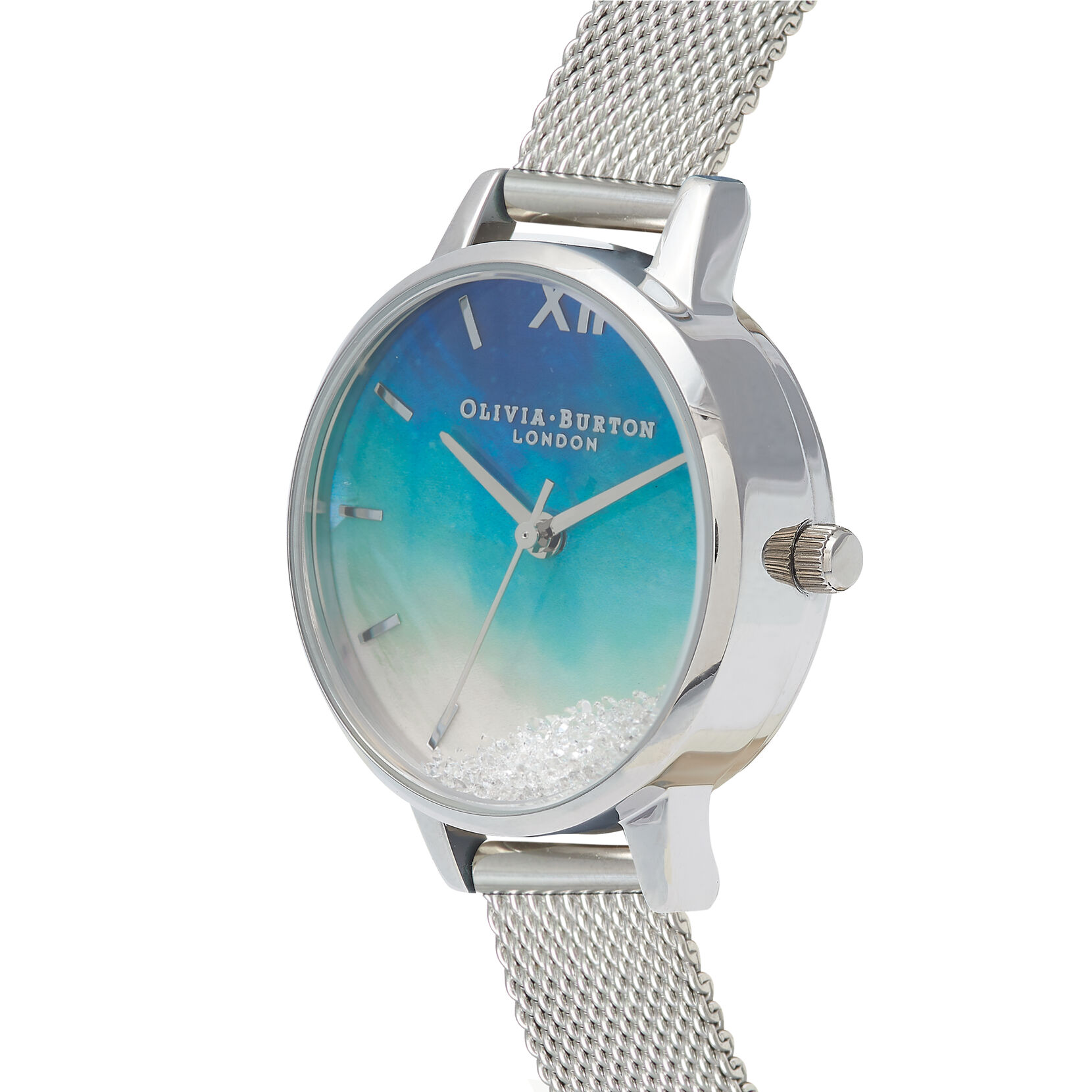 Wishing Waves Midi Dial Blue & Silver Mesh Watch