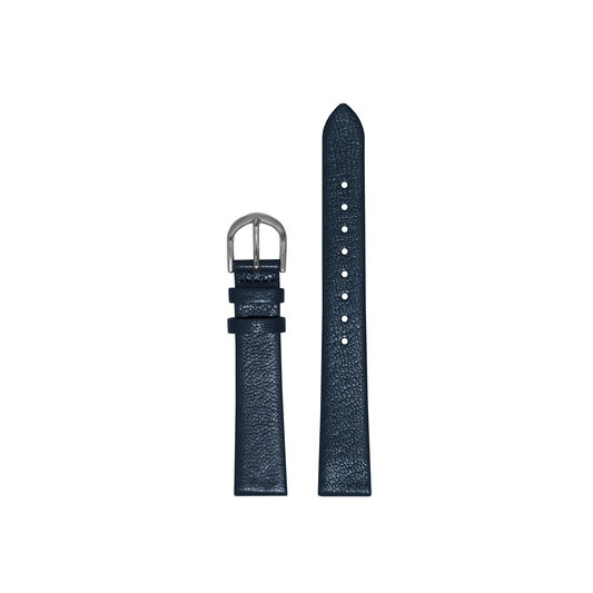 14mm Silver & Navy Leather Strap