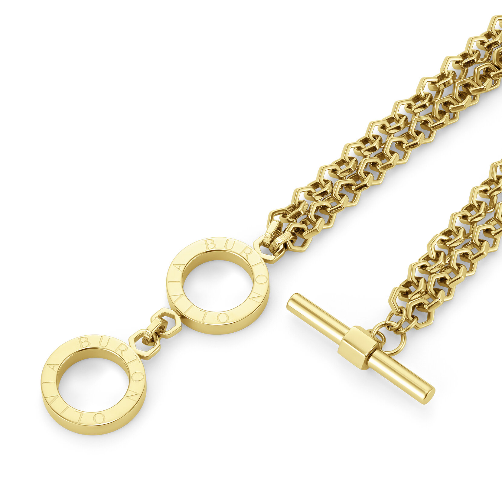 Honeycomb Toggle Gold Plated Bracelet