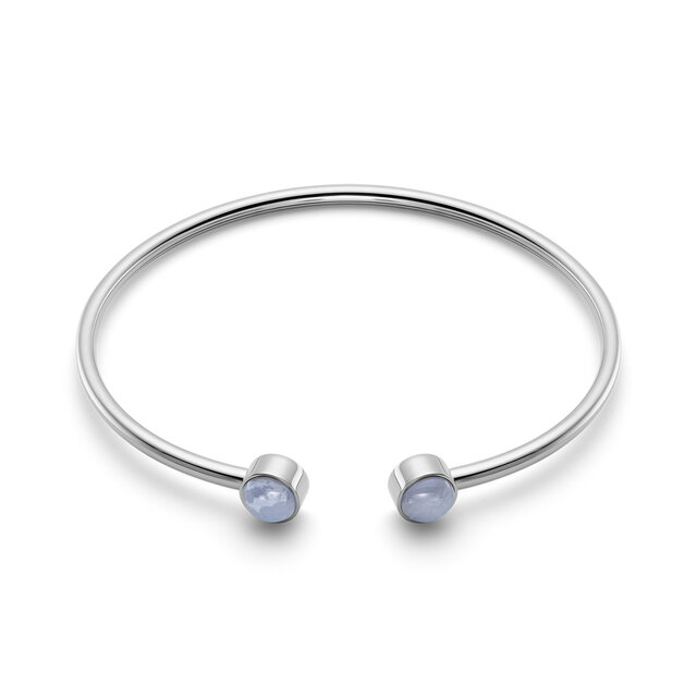 Purple Agate Cabochon Silver Tone Bangle