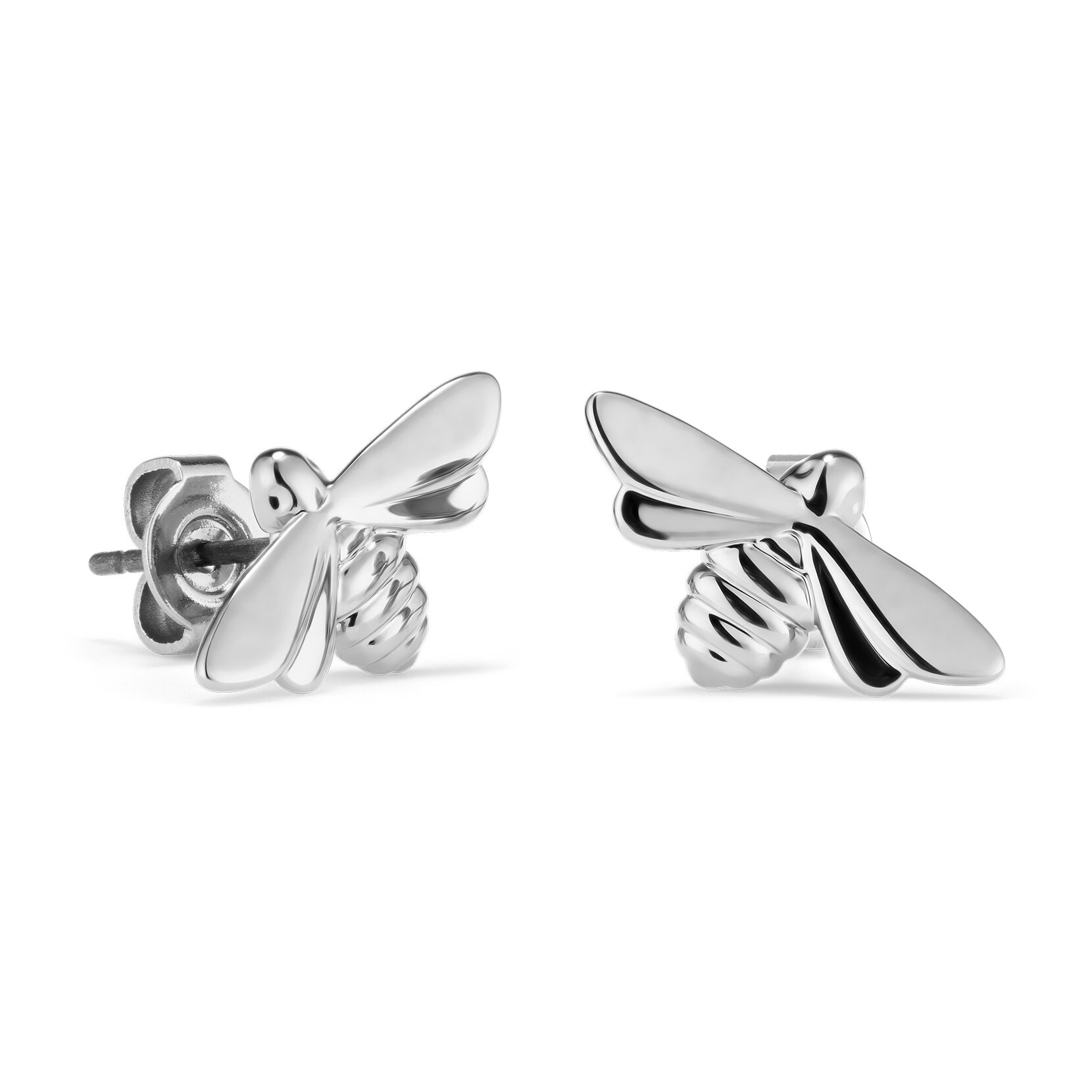 Honey Bee Silver Tone Stud Earrings