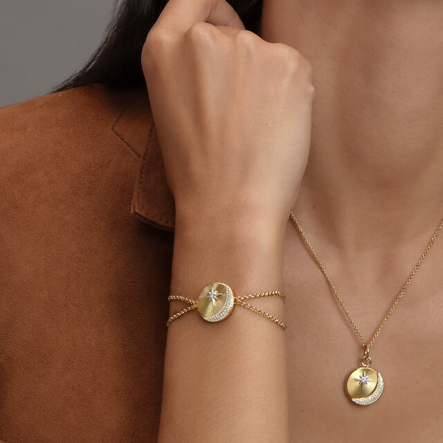 Celestial Star and Moon Gold Plated Bracelet