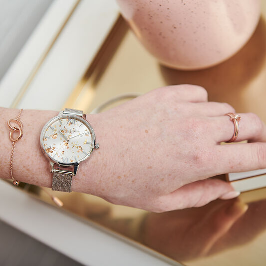 Celestial Demi Dial Watch with Boucle Mesh