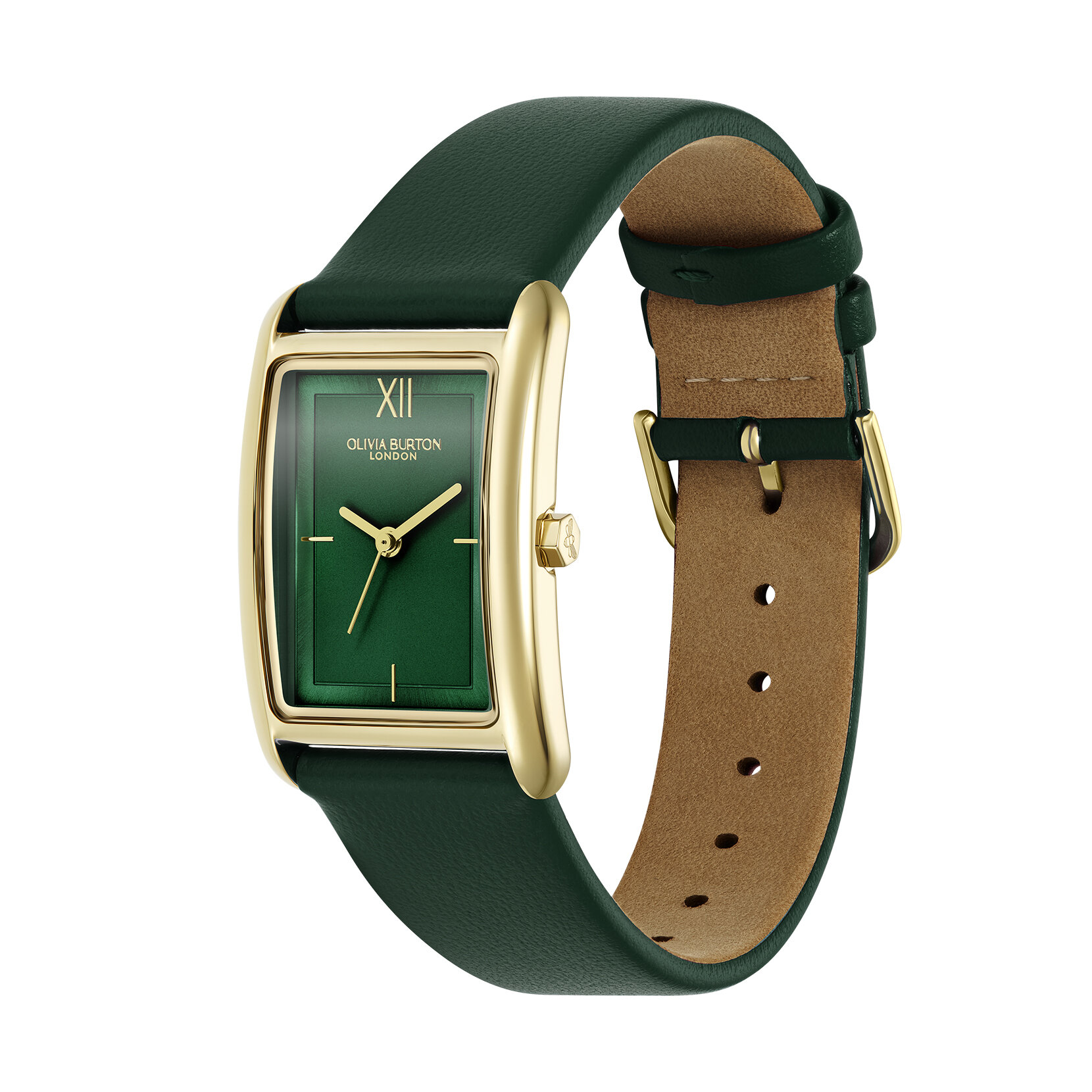 23mm Grove Gold & Forest Green Leather Strap Watch