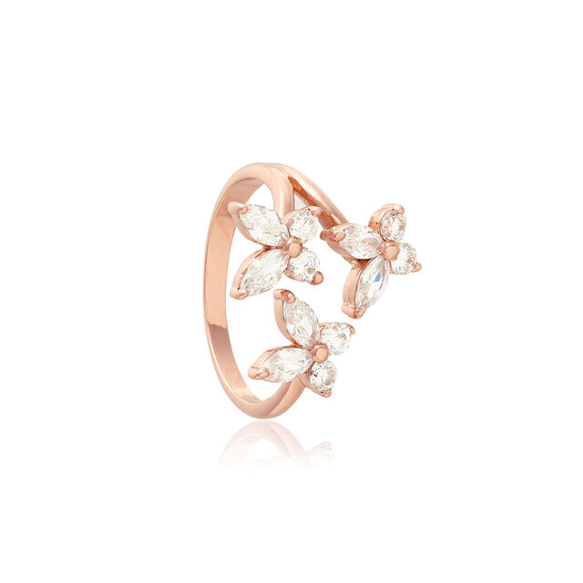 Sparkle Butterfly Marquise Butterfly Statement Ring Rose Gold