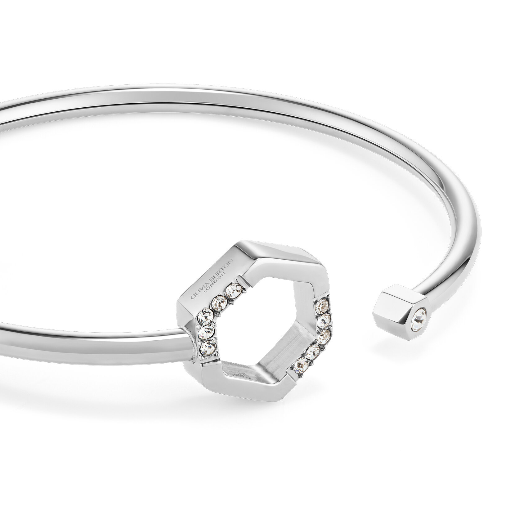 Crystal Honeycomb Silver Tone Bangle