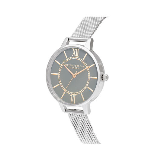 Wonderland Grey Dial Pale Rose Gold & Silver Mesh