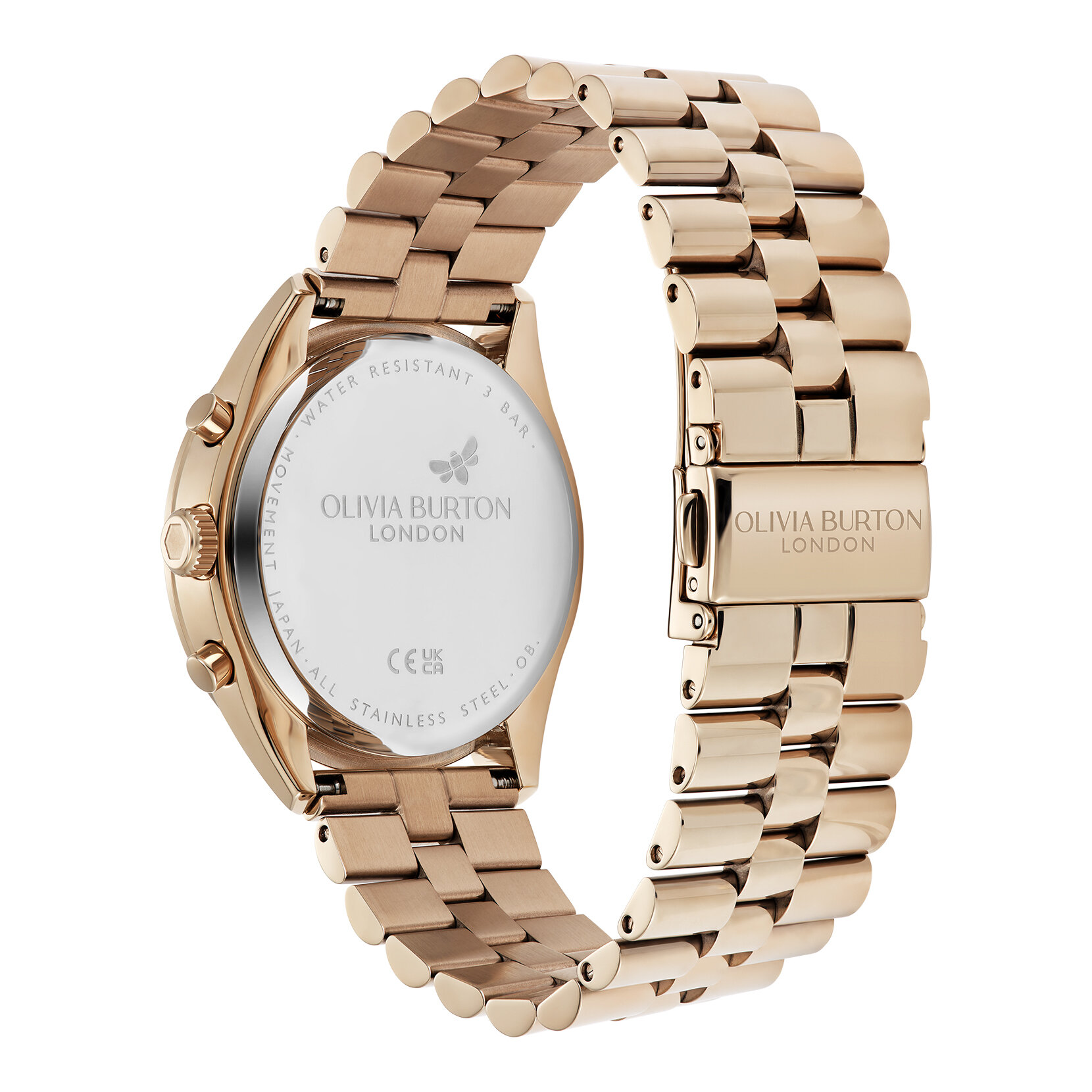 38mm City Classic Multifunction Carnation Gold Bracelet Watch