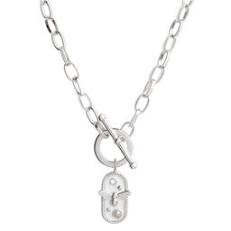 Lucky Bee White Enamel Bee Chain Necklace Silver