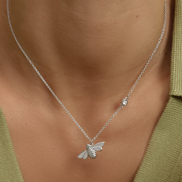 Honey Bee Silver Tone Necklace