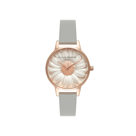 3D Daisy Grey & Rose Gold Watch