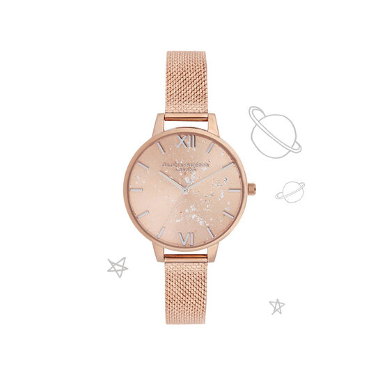 Celestial Demi Dial Watch with Boucle Mesh