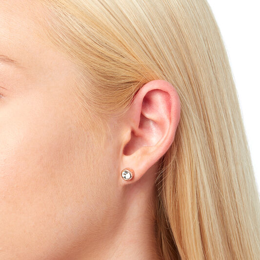 BeJewelled Classics Round Stud Earring Rose Gold
