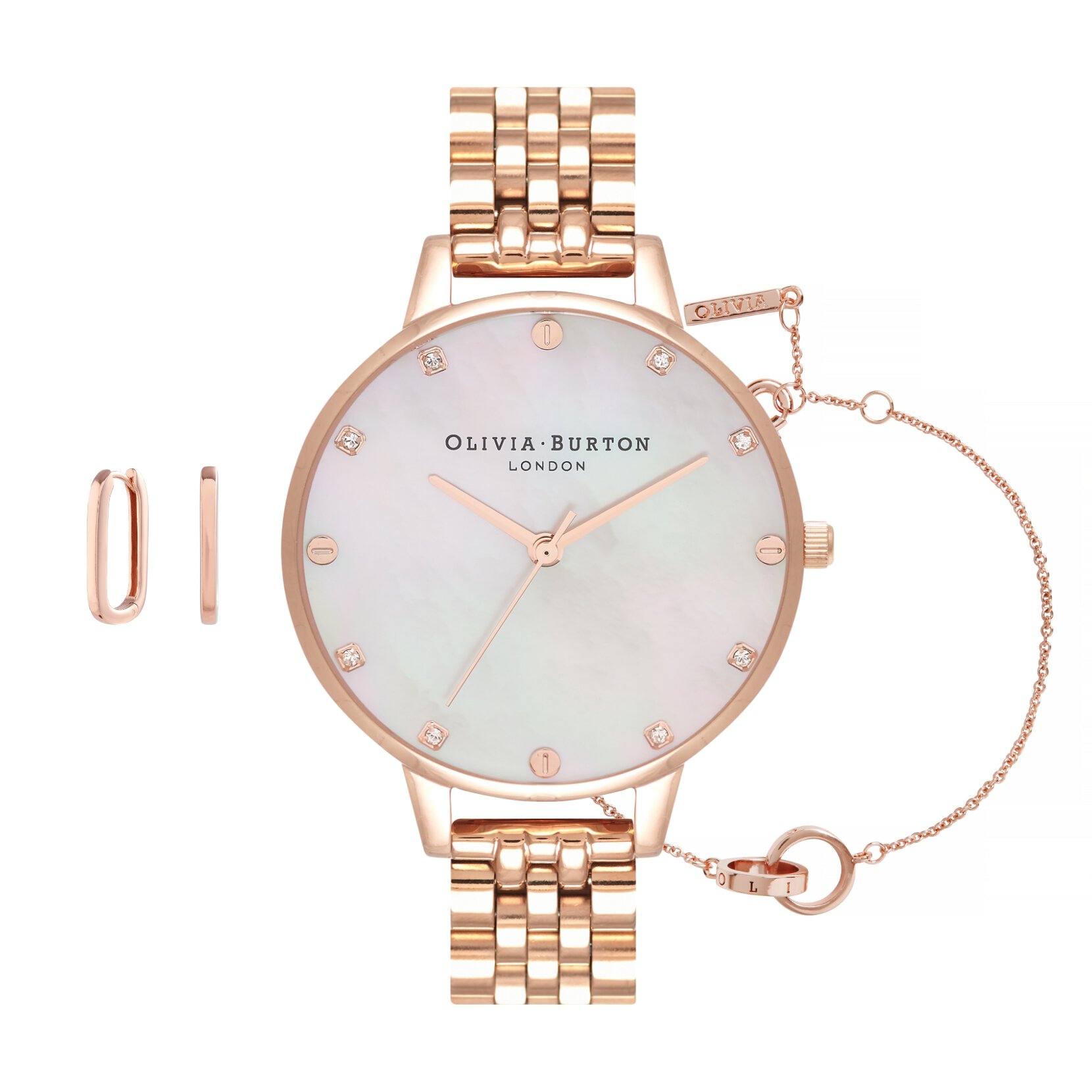 The Classics Rose Gold Watch, Interlink Bracelet & Hoop Bundle