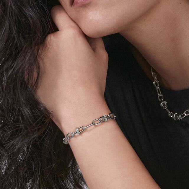 Mini Anchor Link Silver Tone Necklace