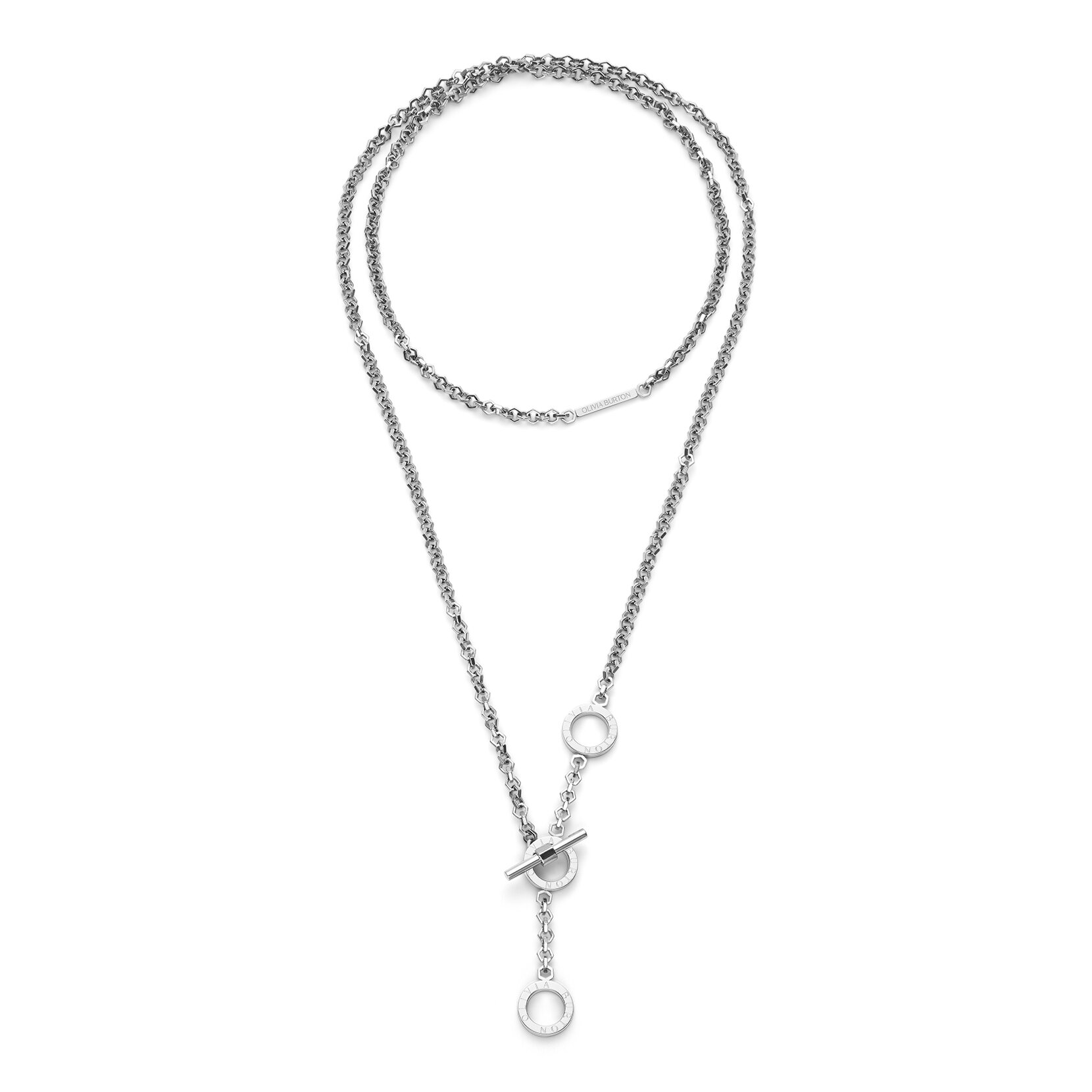 Honeycomb Toggle Silver Tone Necklace