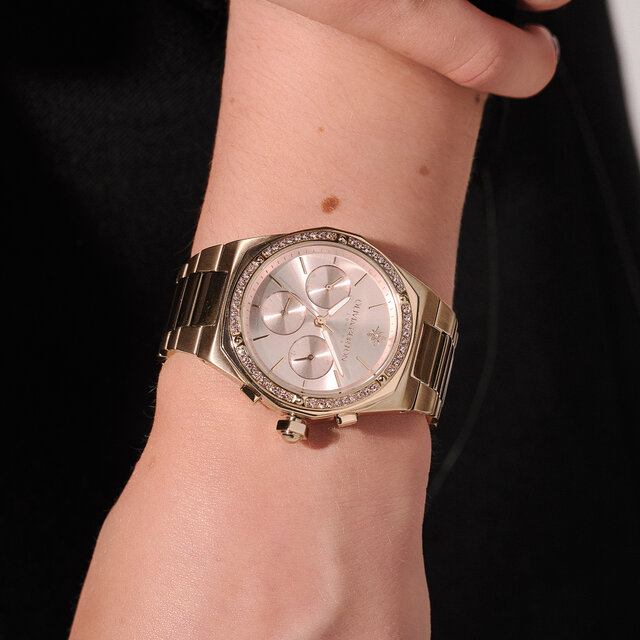 38mm Hexa Multi-Function Blush & Carnation Gold Bracelet Watch