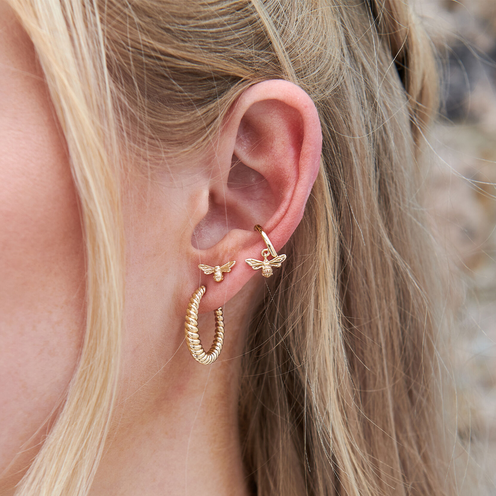 Lucky Bee Gold Ear Cuff