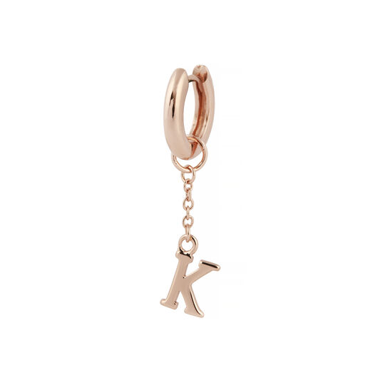 K Alphabet Huggie Charm Rose Gold