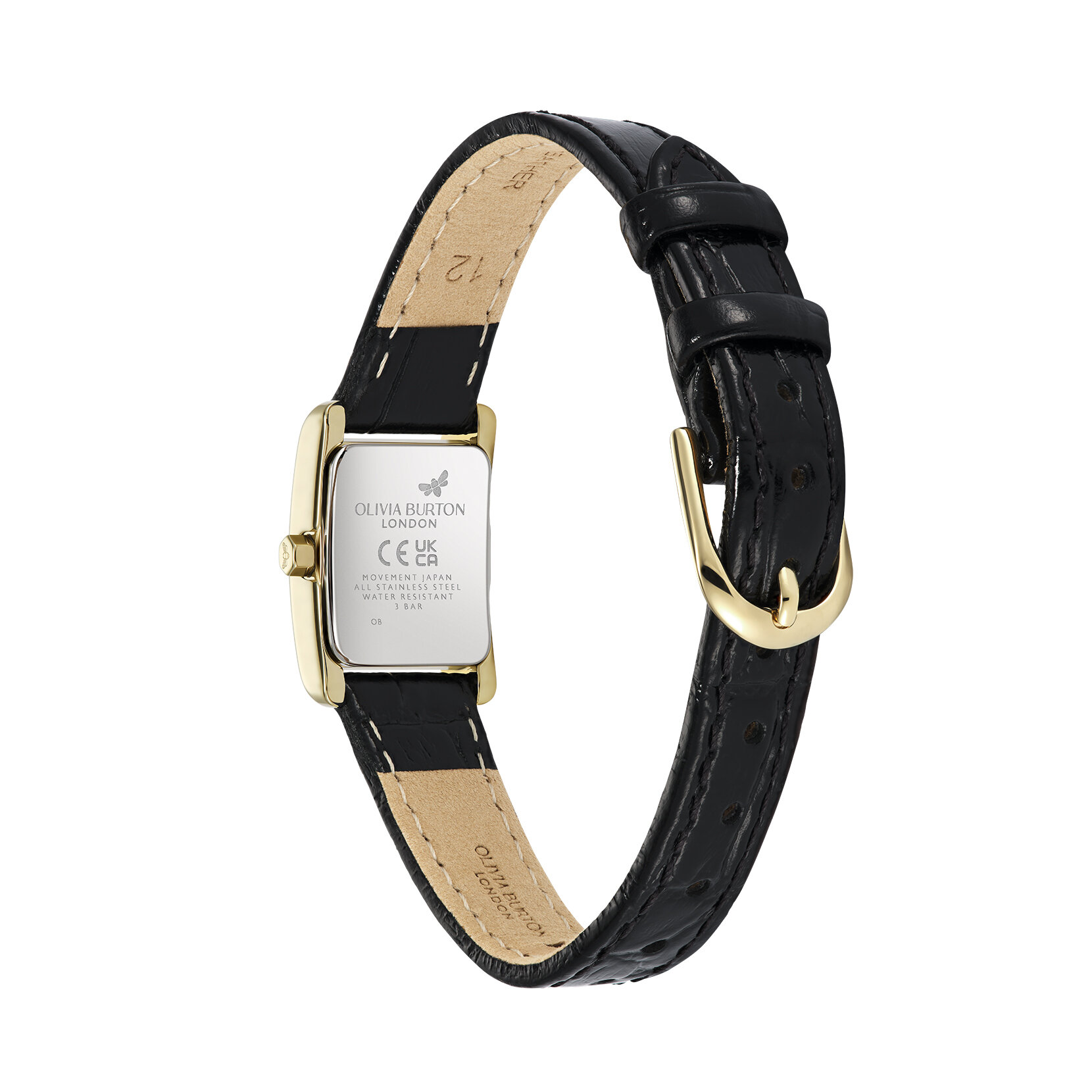 16mm Mini Grove Gold & Black Croc Leather Strap Watch