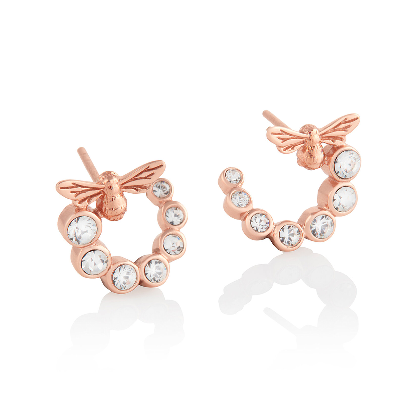 Rose Gold Bee Bejeweled Earrings