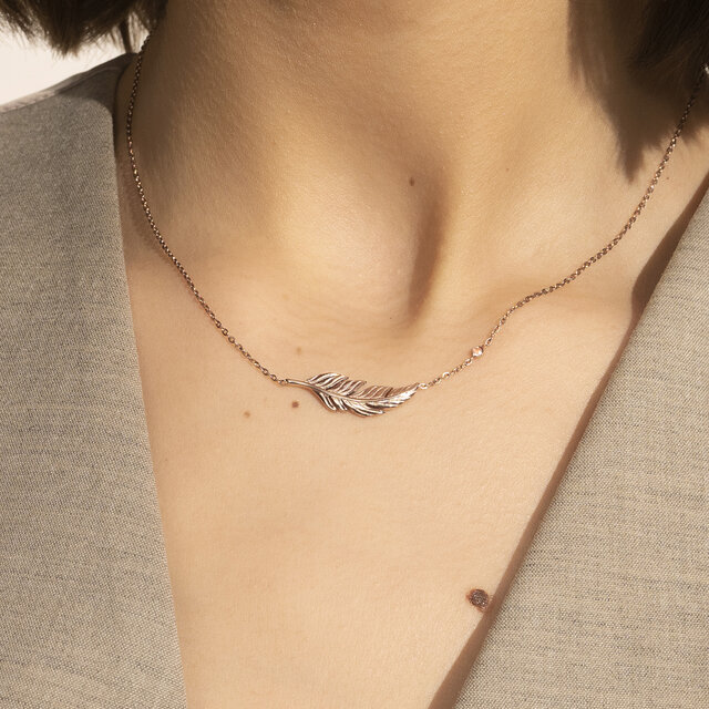 Feather Rose Gold Plated Necklace
