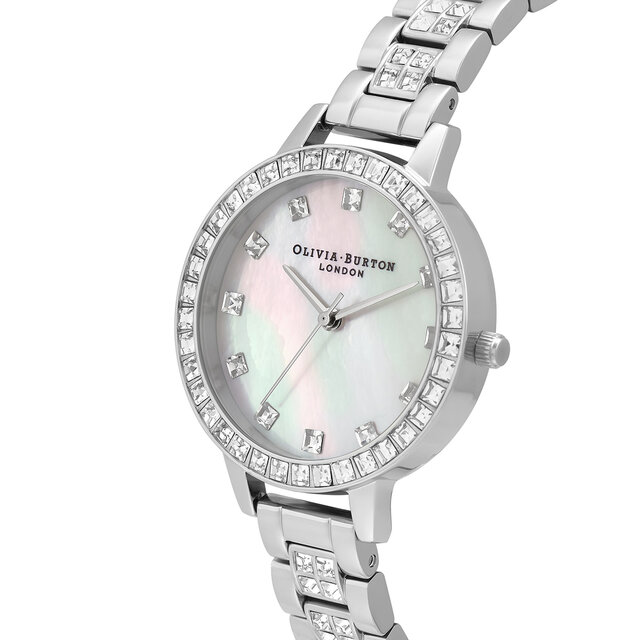34mm White & Silver Bracelet Watch