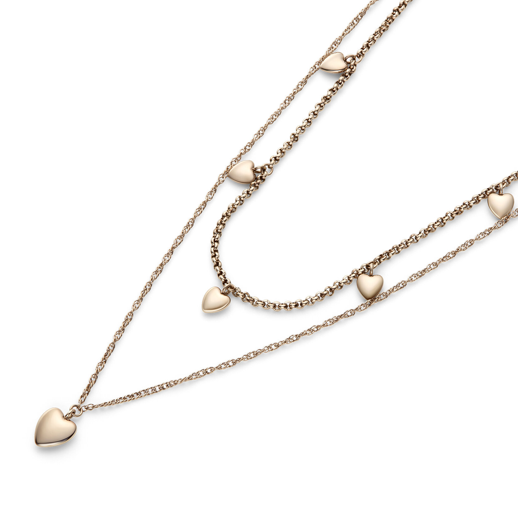 Mini Heart Rose Gold Plated Double Chain Necklace