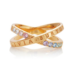Bejewelled Classics Rainbow Interlink Ring Gold