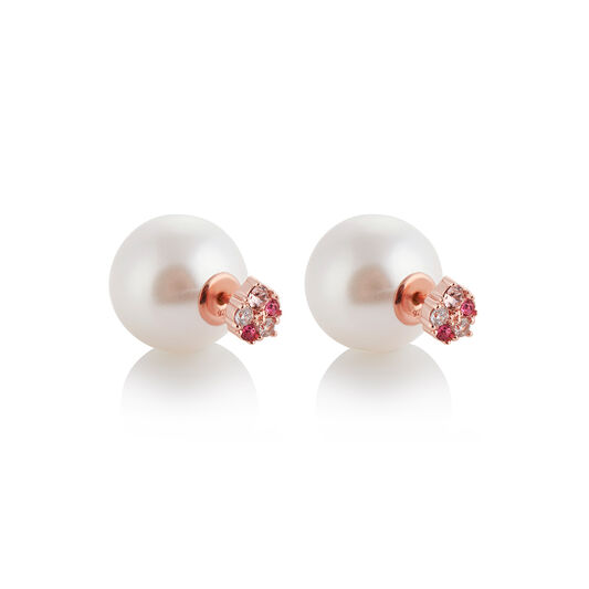 Under The Sea Pearl Back Rose Gold Earrings