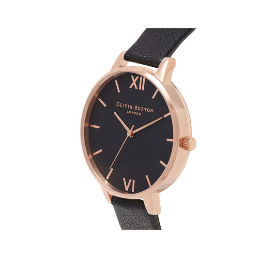 Big Dial Black And Rose Gold Watch