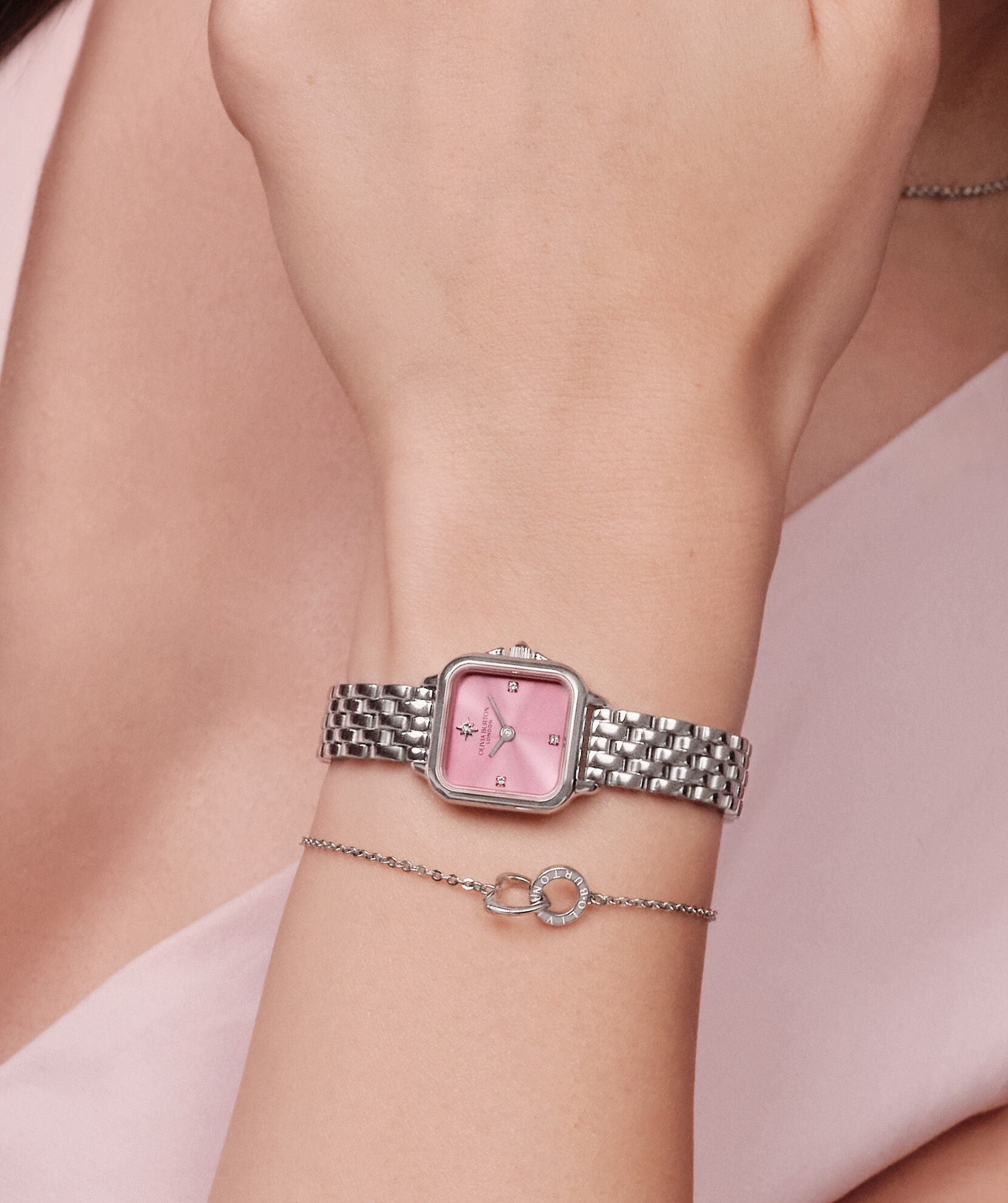Classic 20mm Mini Grosvenor Pink Frost & Silver Bracelet Watch