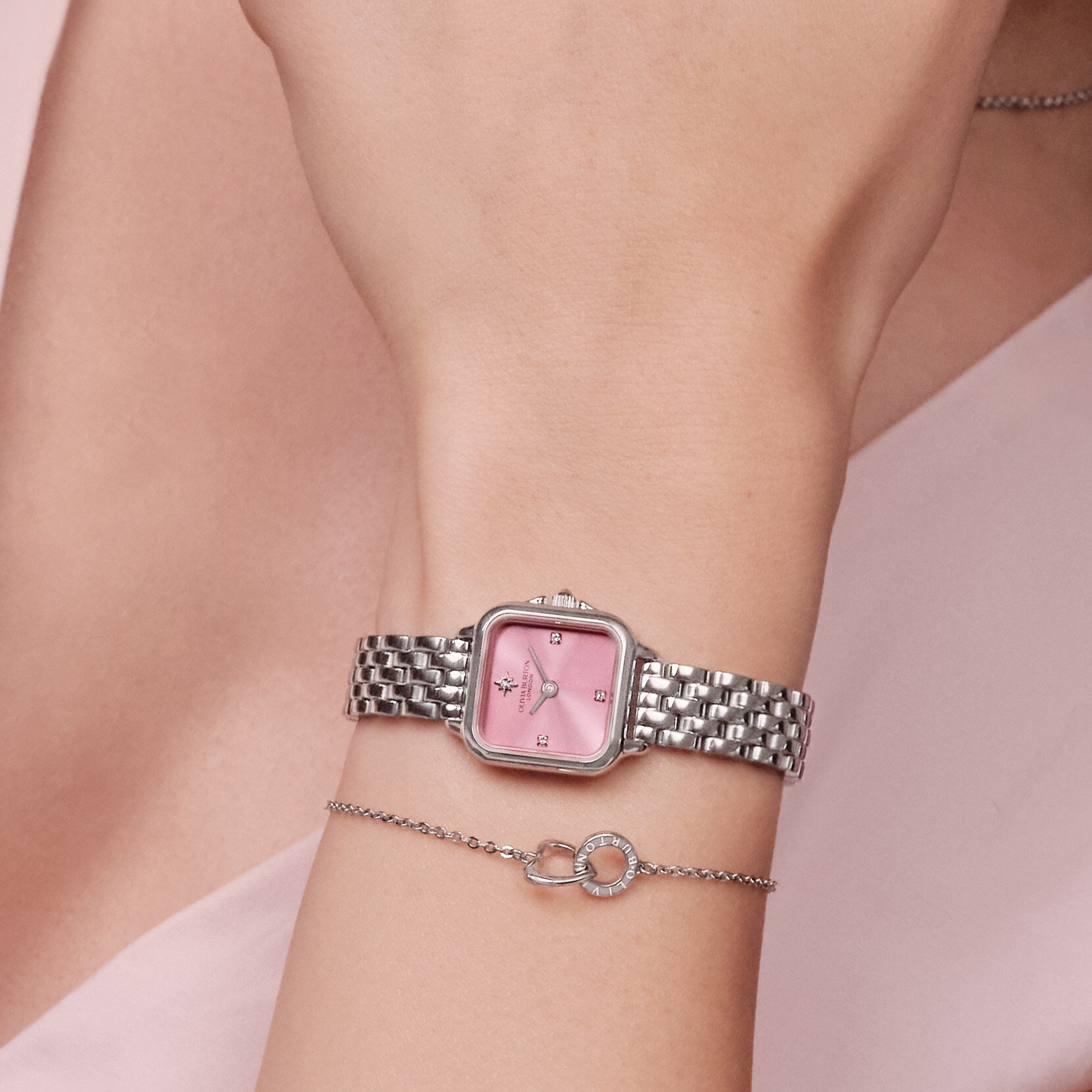 20mm Mini Grosvenor Pink Frost & Silver Bracelet Watch