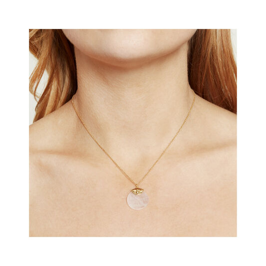 Semi Precious Necklace Gold & Rose Quartz