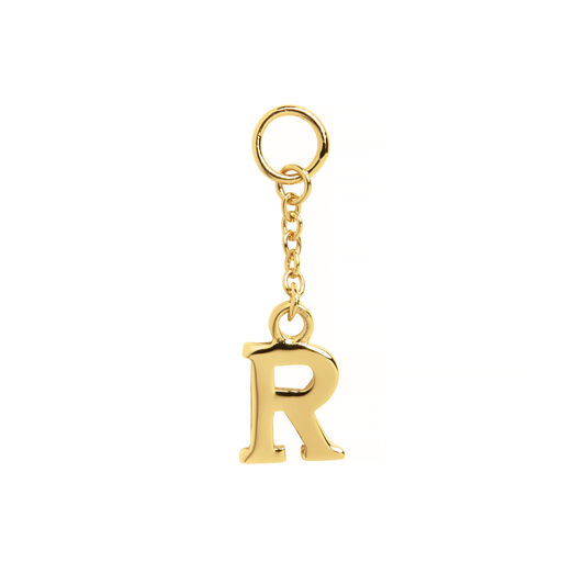 R Alphabet Huggie Charm Gold