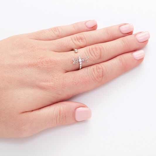 Dancing Dragonfly Ring Silver