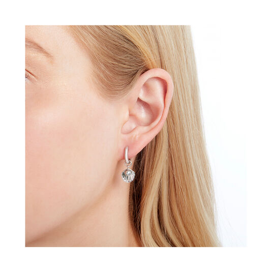 Under The Sea Shell Huggie Hoops White Pearl & Silver