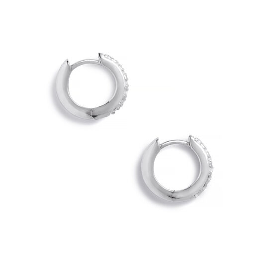 Huggie Hoop Earrings with White Topaz